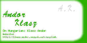 andor klasz business card